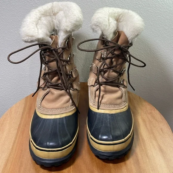 Vintage Sorel Caribou Wool Lined Rain Boots Lace Up Hiking Snow Work Boot Size 8 - Picture 3 of 16